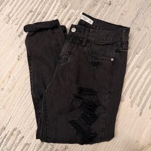 Abercrombie & Fitch Black Distressed Ankle Jeans